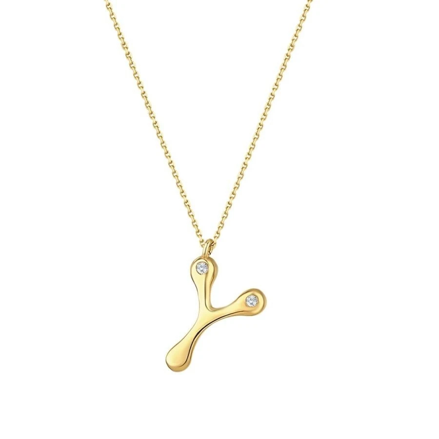 0.04 Karat Pırlanta Y Harf Kolye - 1