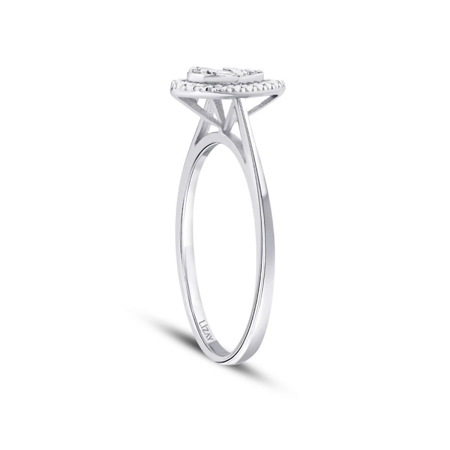 0.05 Karat Pırlanta Efektli Damla Baget Yüzük - 2