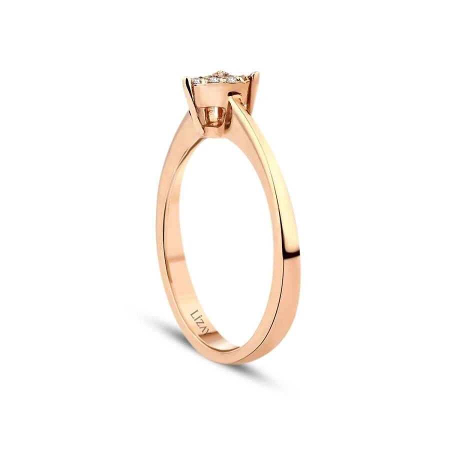 0.06 Karat Pırlanta Rose Kalp Yüzük - 2