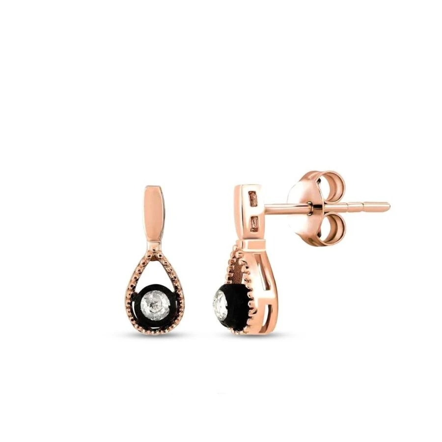 0.08 Karat Elmas Damla Küpe - 1