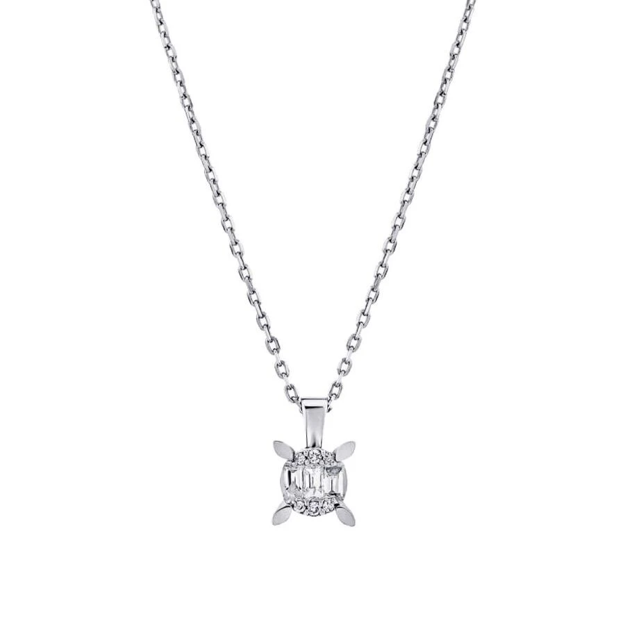 0.08 Karat Pırlanta Baget Tektaş Kolye - 1