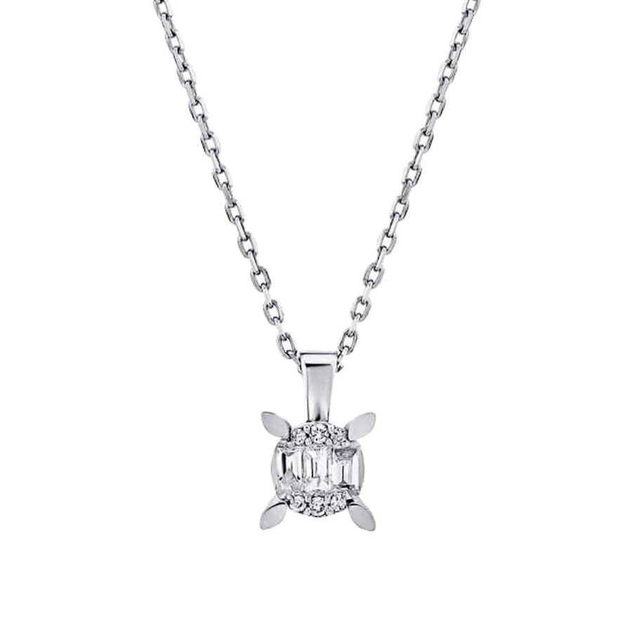 0.08 Karat Pırlanta Baget Tektaş Kolye - 2