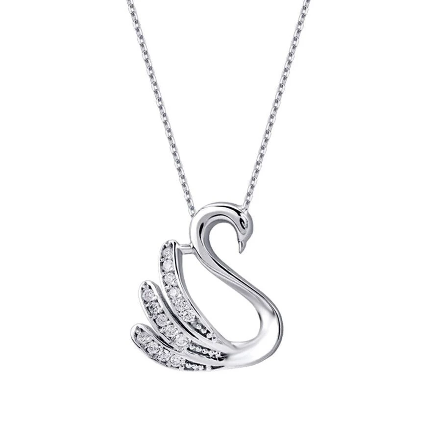 0.08 Karat Pırlanta Kuğu Kolye - 2