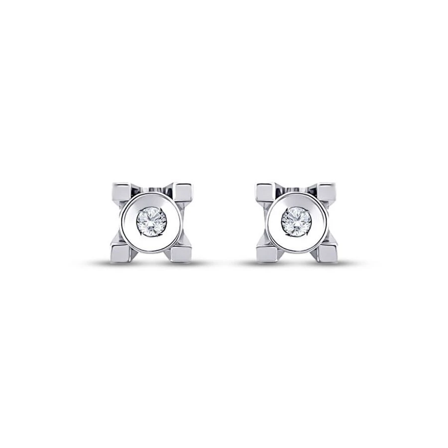 0.08 Karat Pırlanta Tektaş Küpe - 2