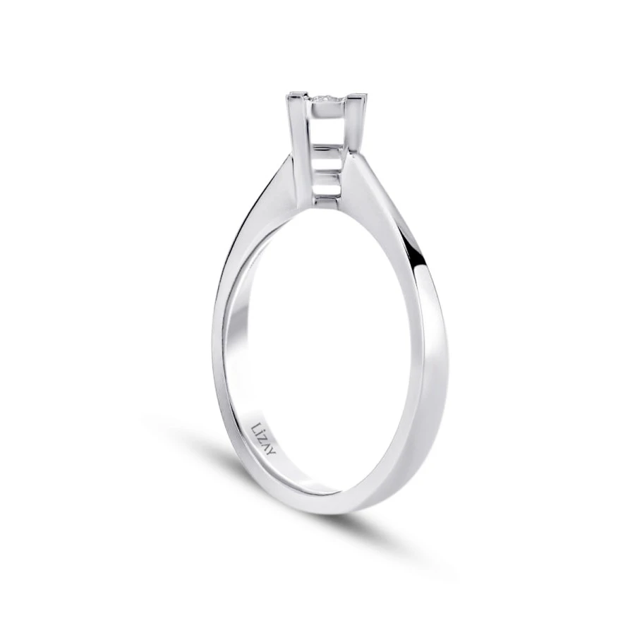 0.09 Karat Pırlanta Aynalı Tektaş Yüzük - 2