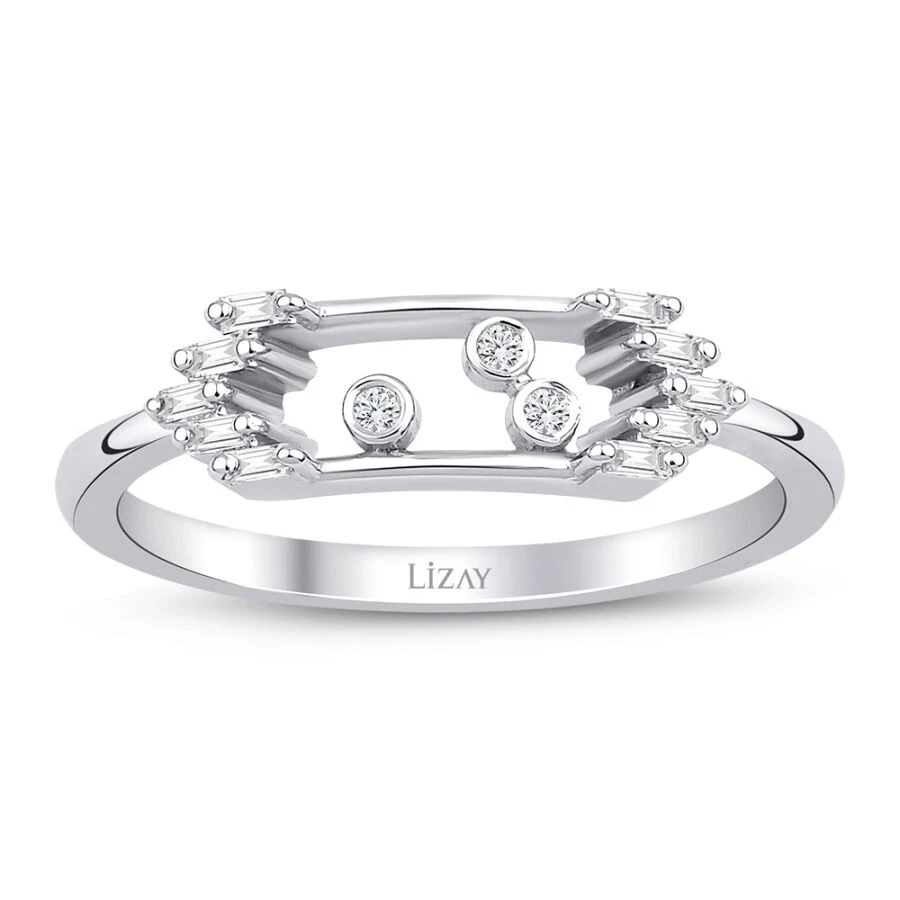 0.09 Karat Pırlanta Taşlı Baget Yüzük - 1