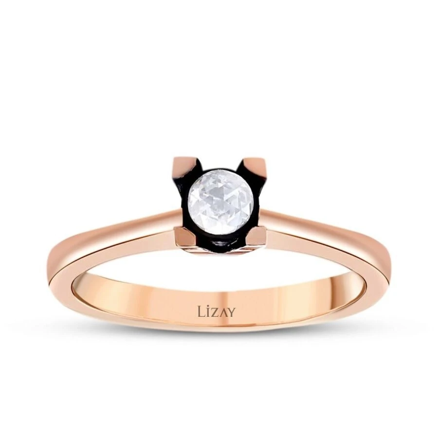 0.10 Karat Elmas Tektaş Yüzük - 1