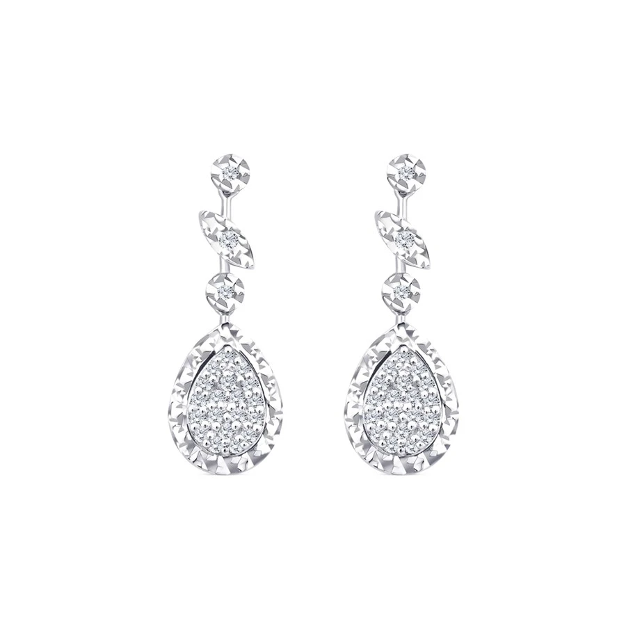 0.10 Karat Pırlanta Damla Küpe - 2