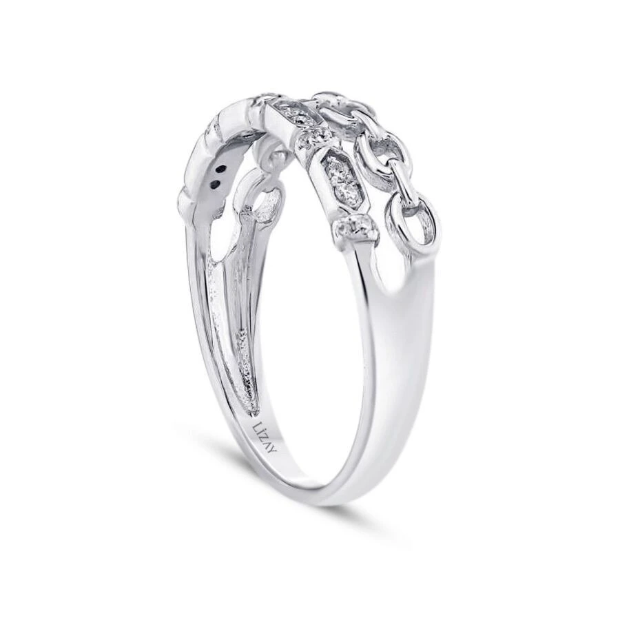 0.10 Karat Pırlanta İki Sıra Yarımtur Yüzük - 2