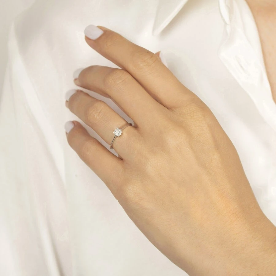 0.10 Karat Pırlanta Tektaş Trend Yüzük - 3