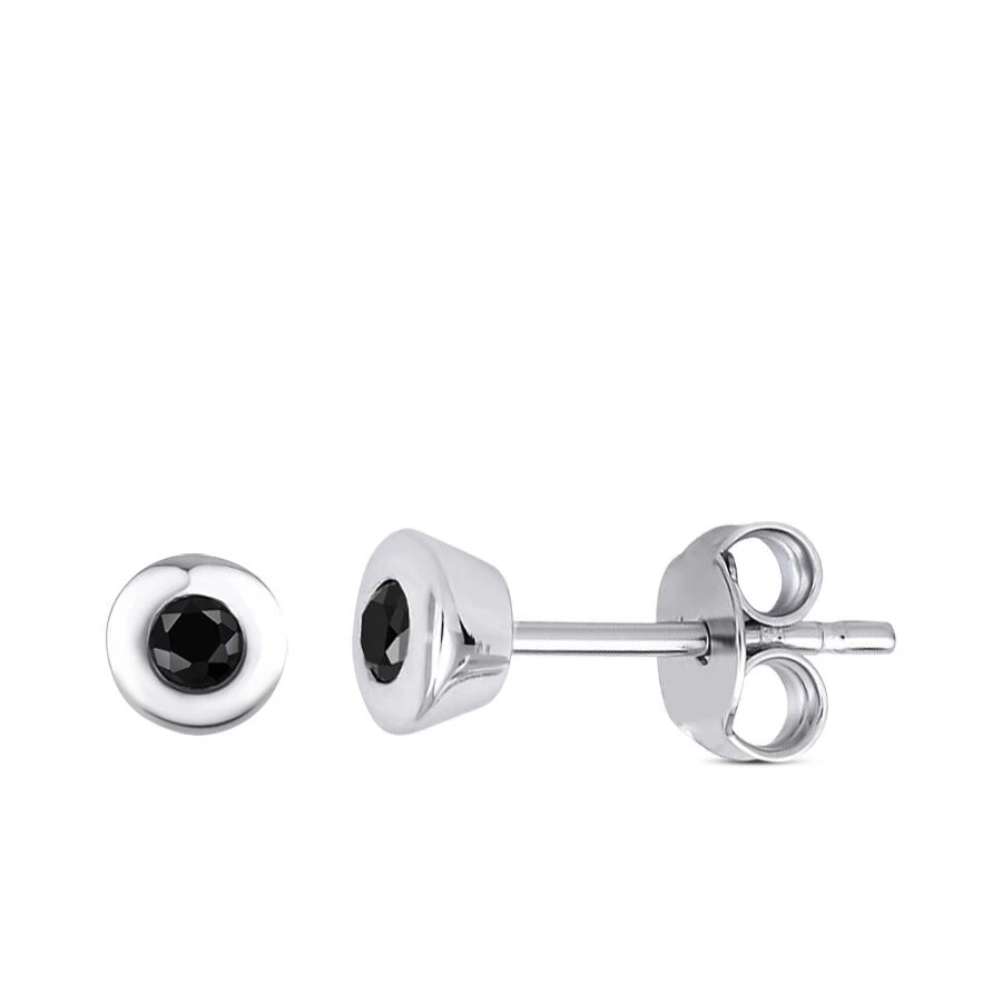 0.10 Karat Siyah Taşlı Erkek Küpe - 3