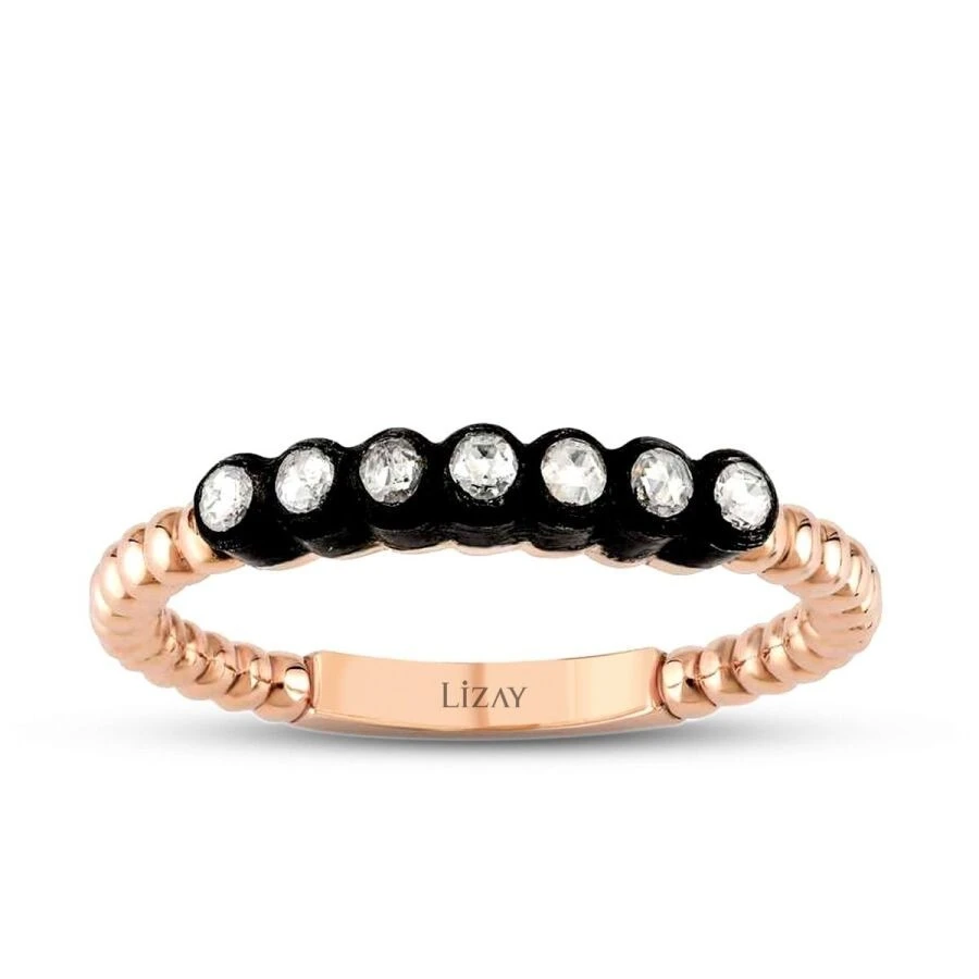 0.11 Karat Elmas Yeditaş Yüzük - 1