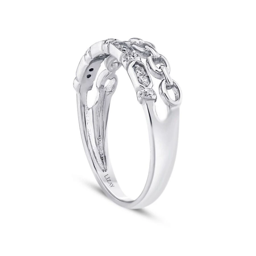 0.11 Karat Pırlanta İki Sıra Yarımtur Yüzük - 2