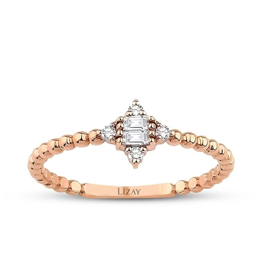 0.12 Karat Pırlanta Baget Yüzük - 1