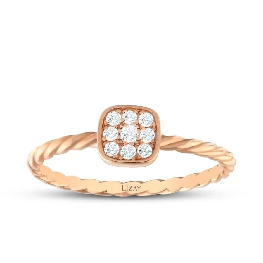 0.12 Karat Pırlanta Trend Kare Yüzük - 1