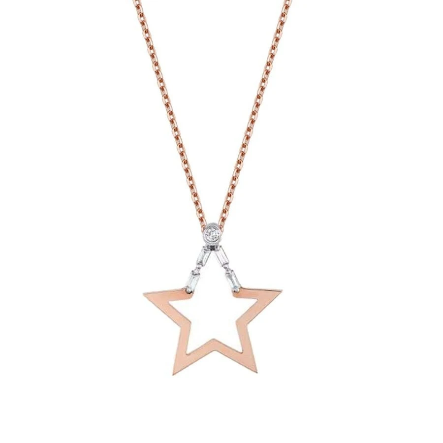 0.12 Karat Pırlanta Baget Yıldız Kolye - 2