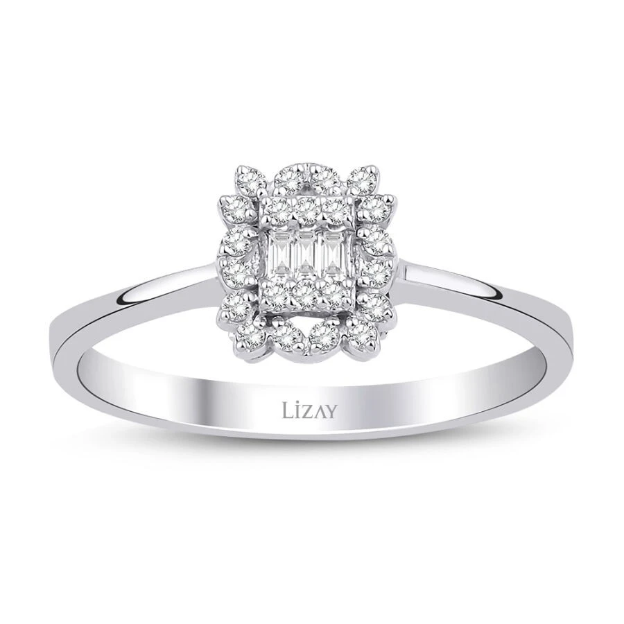 0.13 Karat Pırlanta Baget Yüzük - 1