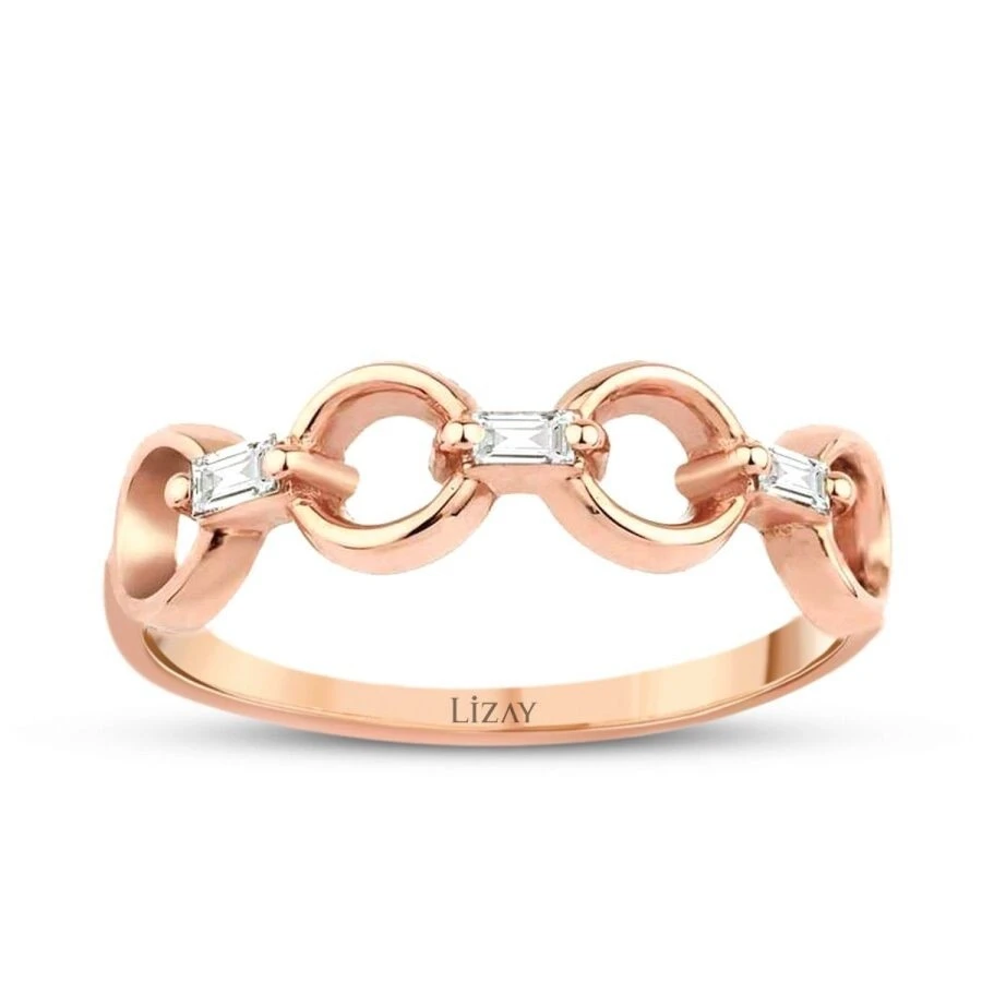 0.13 Karat Pırlanta Baget Yüzük - 1