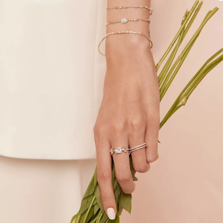 0.13 Karat Pırlanta Taşlı Yarı Burgulu Bileklik - 3