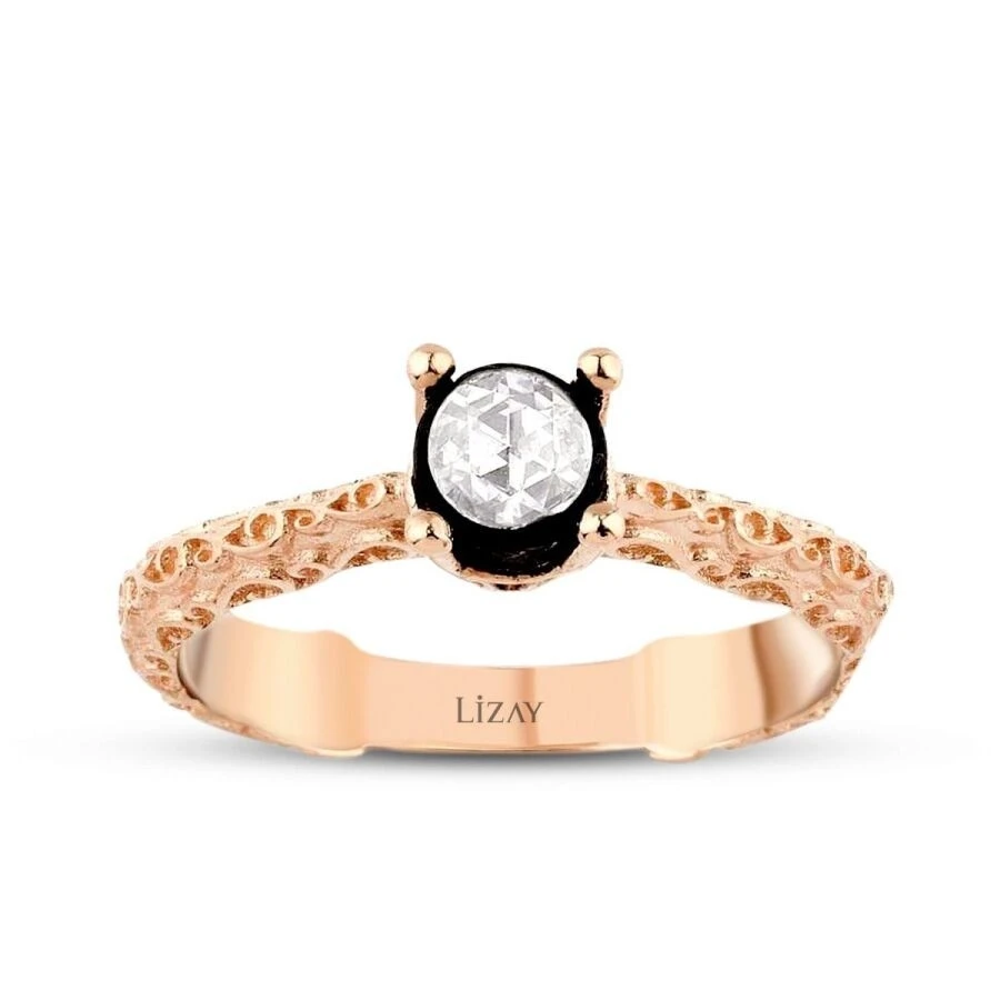 0.15 Karat Elmas Tektaş Yüzük - 1