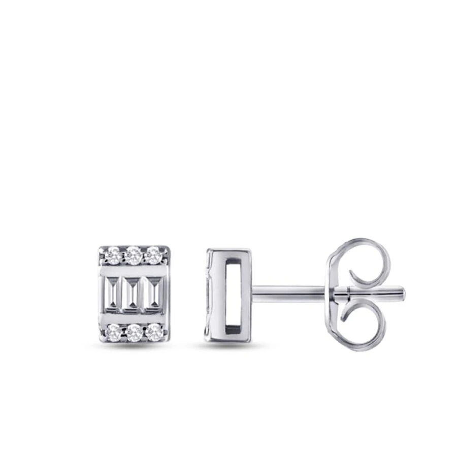 0.15 Karat Pırlanta Baget Küpe - 1