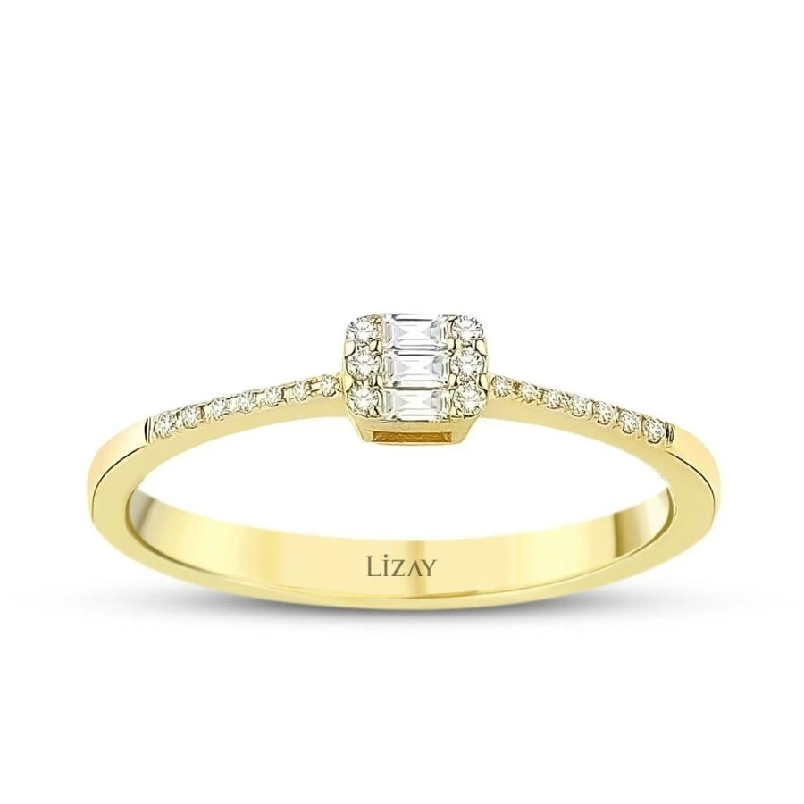 0.15 Karat Pırlanta Taşlı Baget Yüzük - 1