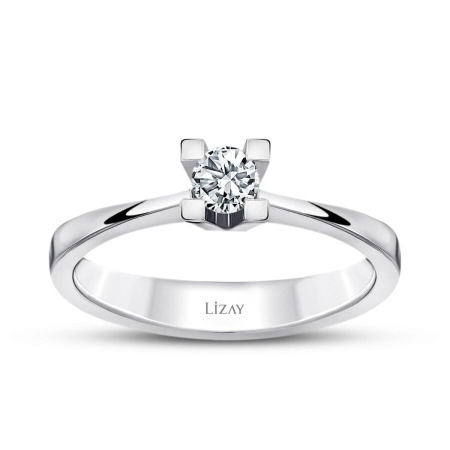 0.15 Karat Pırlanta Tektaş Yüzük - 4