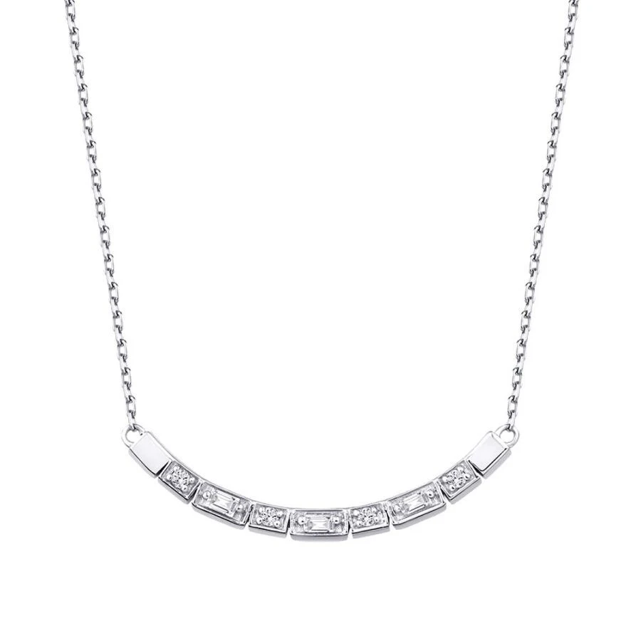 0.16 Karat Pırlanta Baget Taşlı Sıralı Kolye - 1