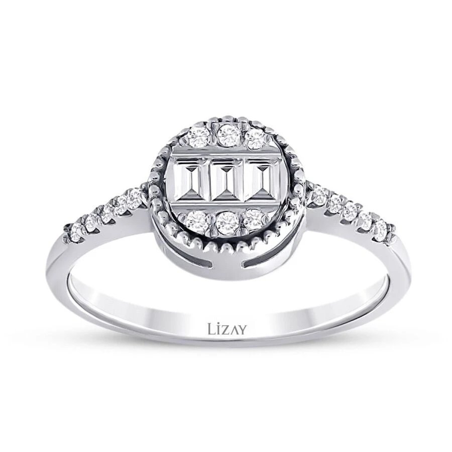 0.16 Karat Pırlanta Baget Yüzük - 1