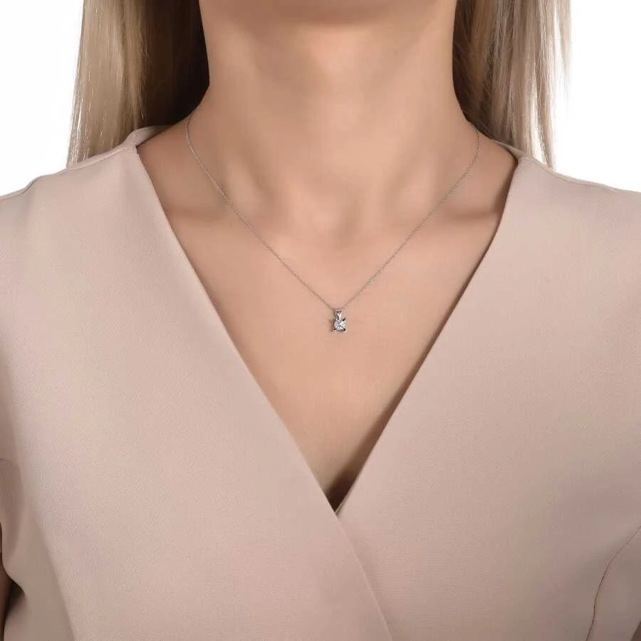0.16 Karat Pırlanta Tektaş Kolye - 2