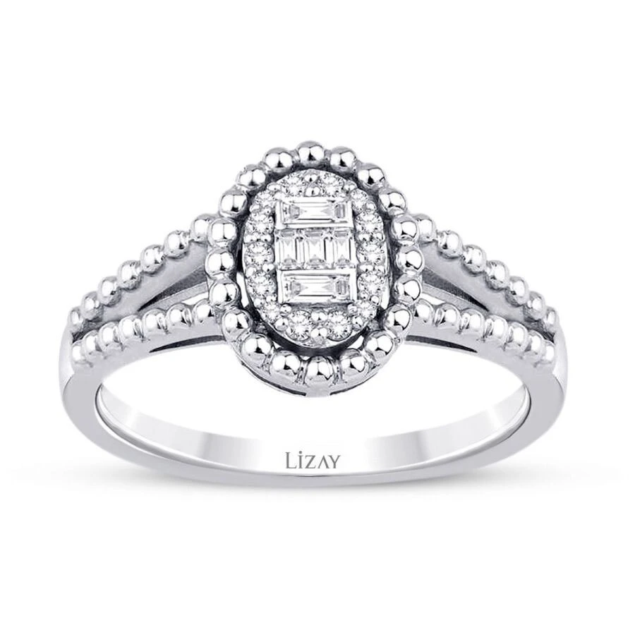 0.17 Karat Pırlanta Baget Yüzük - 1