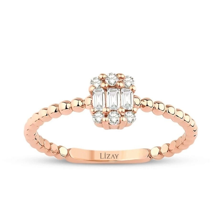 0.17 Karat Pırlanta Baget Yüzük - 1