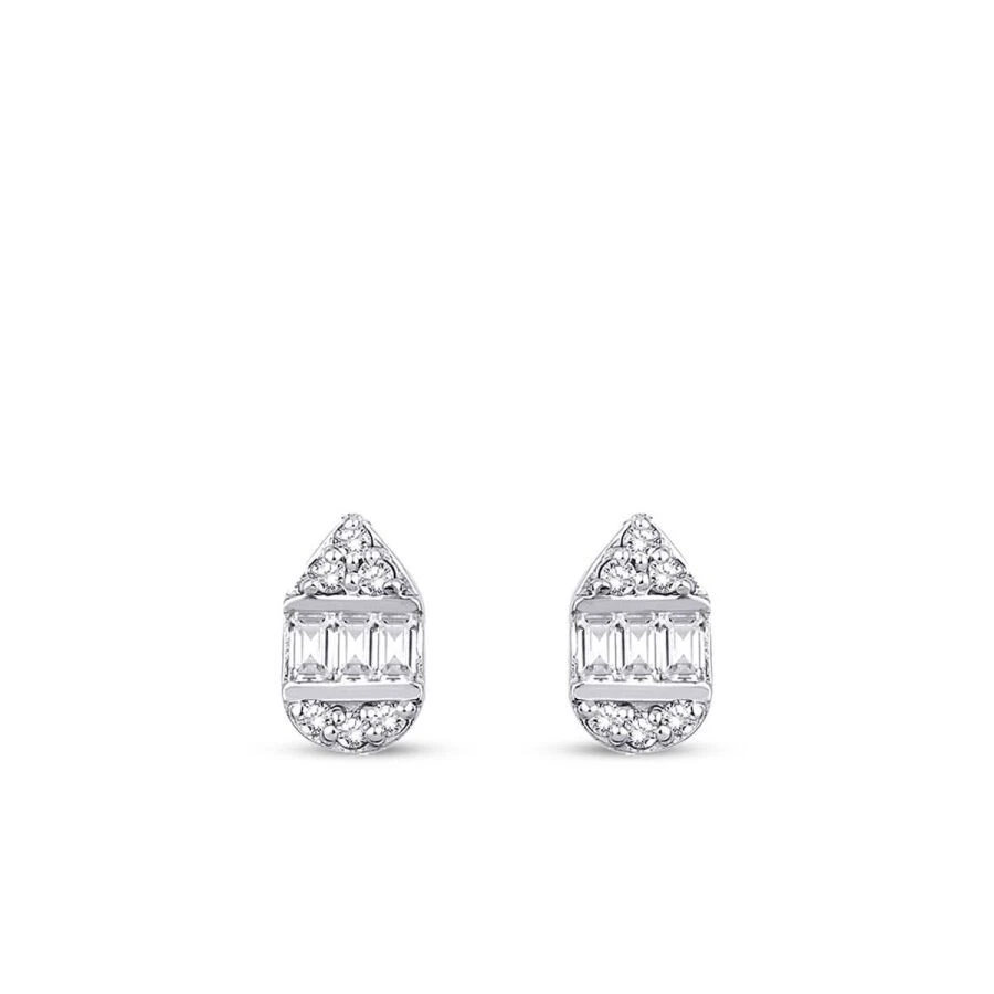 0.19 Karat Pırlanta Baget Küpe - 2