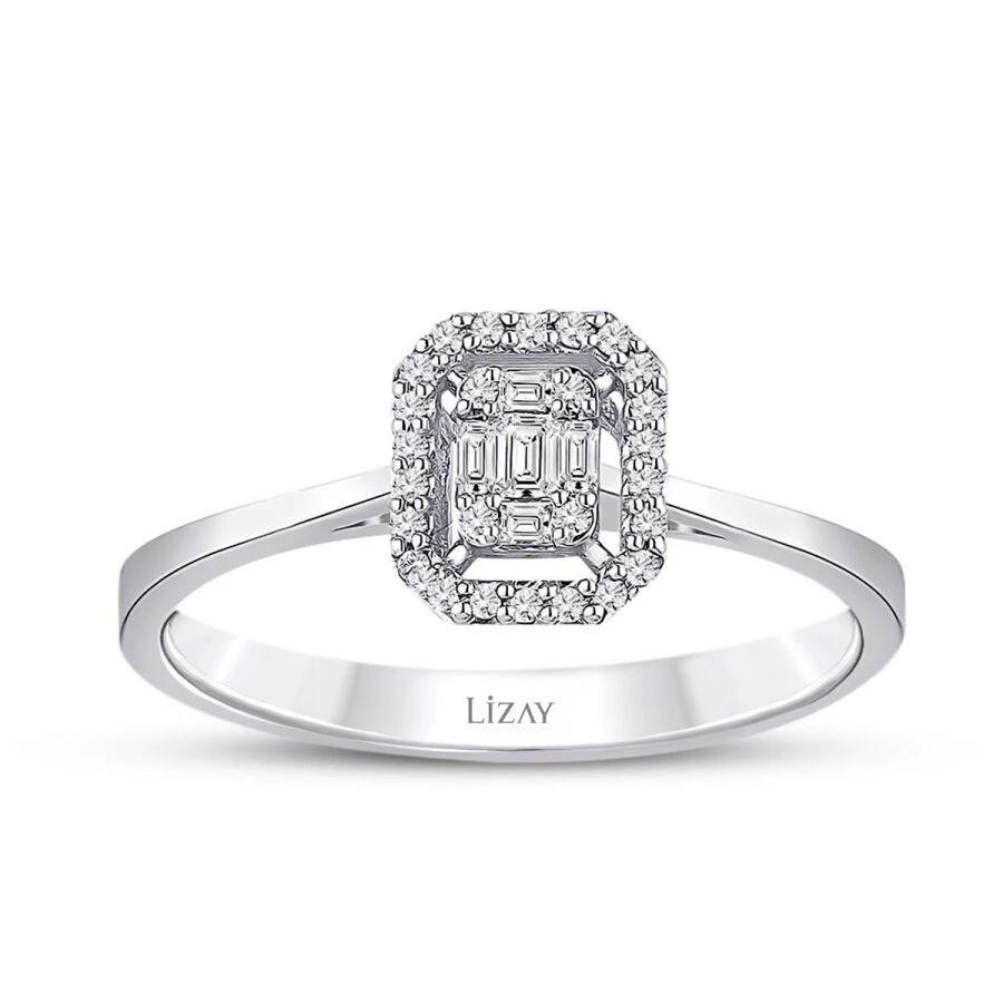 0.19 Karat Pırlanta Baget Yüzük - 1