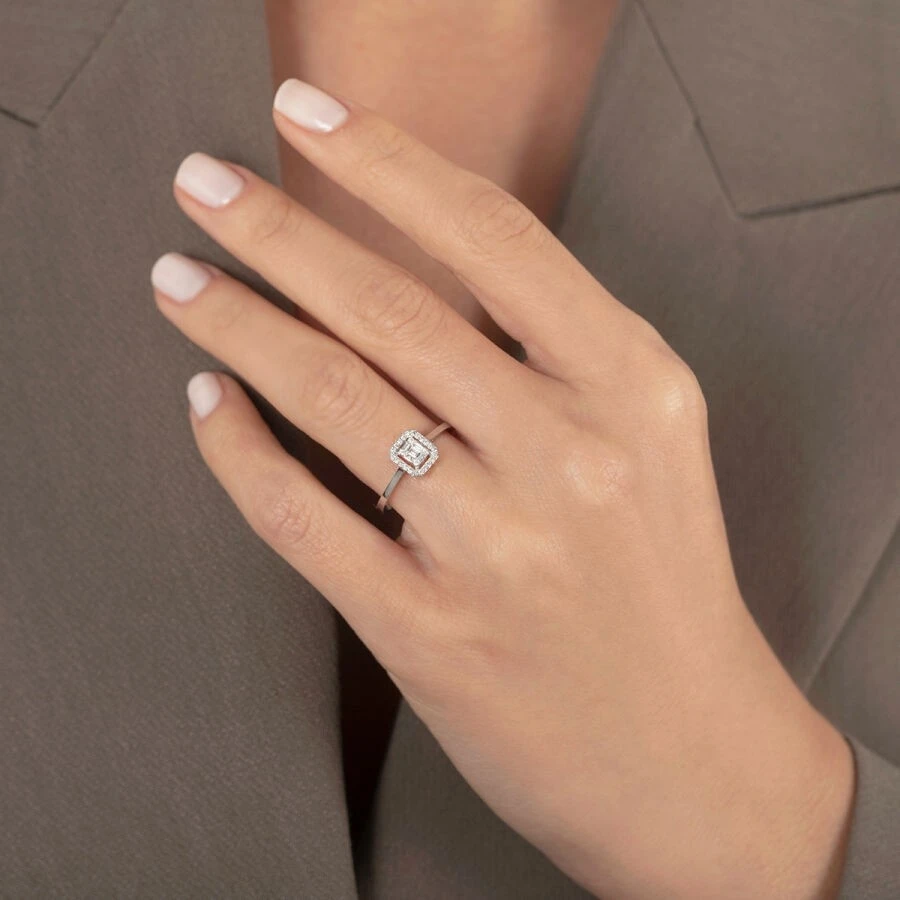 0.19 Karat Pırlanta Baget Yüzük - 2