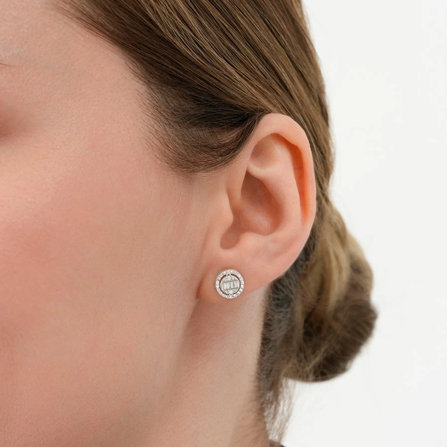 0.20 Karat Pırlanta Baget Küpe - 3