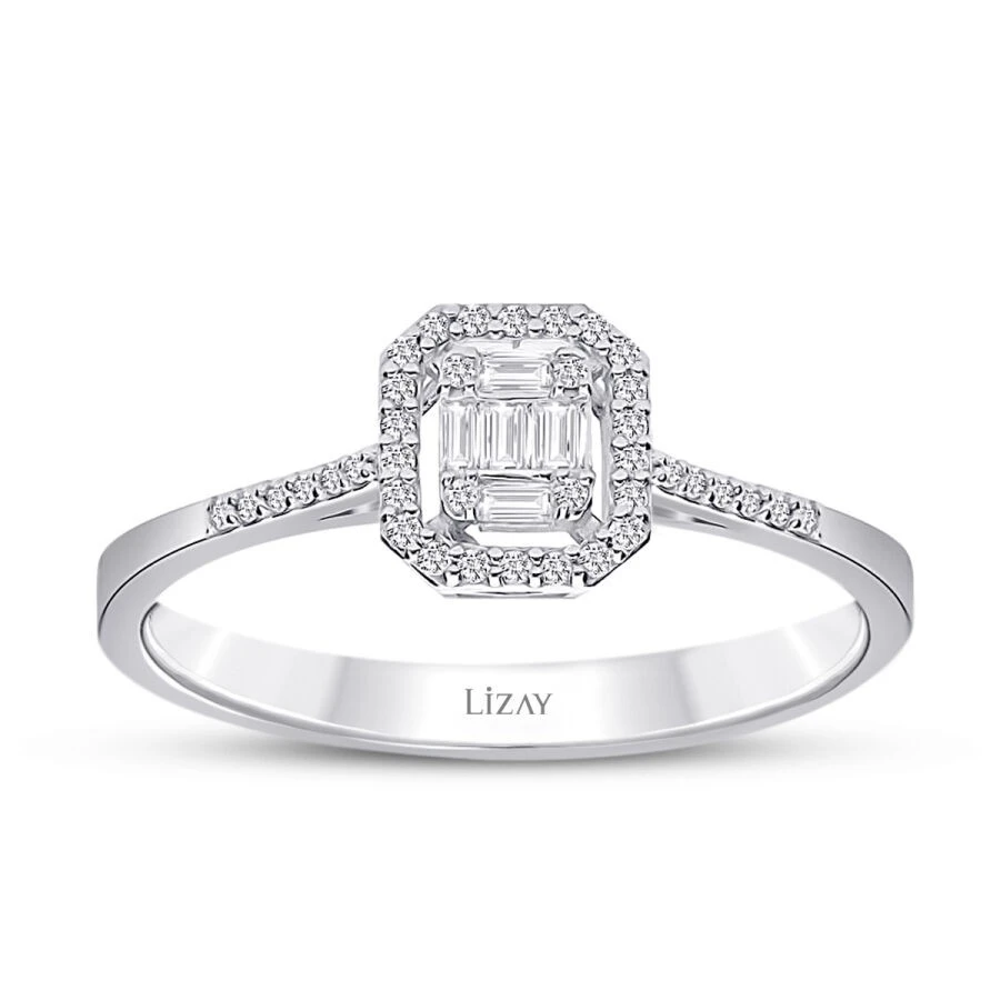 0.20 Karat Pırlanta Baget Yüzük - 1