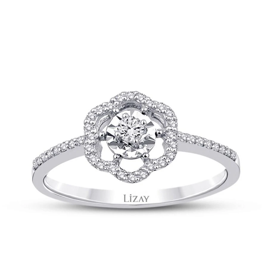 0.20 Karat Pırlanta Çiçek Yüzük - 1