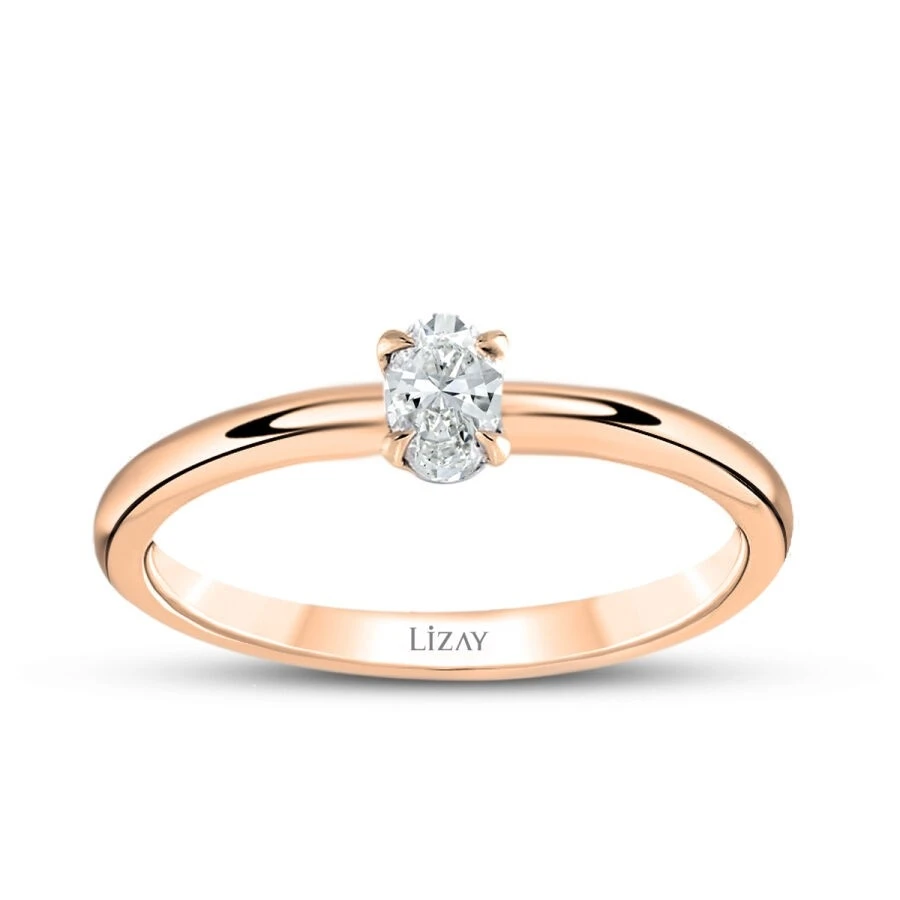 0.20 Karat Pırlanta Oval Tektaş Yüzük - 1