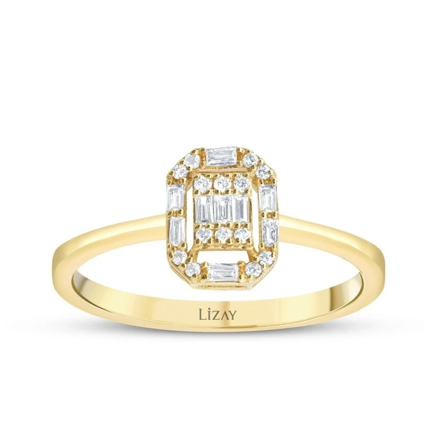 0.21 Karat Pırlanta Baget Yüzük - 1