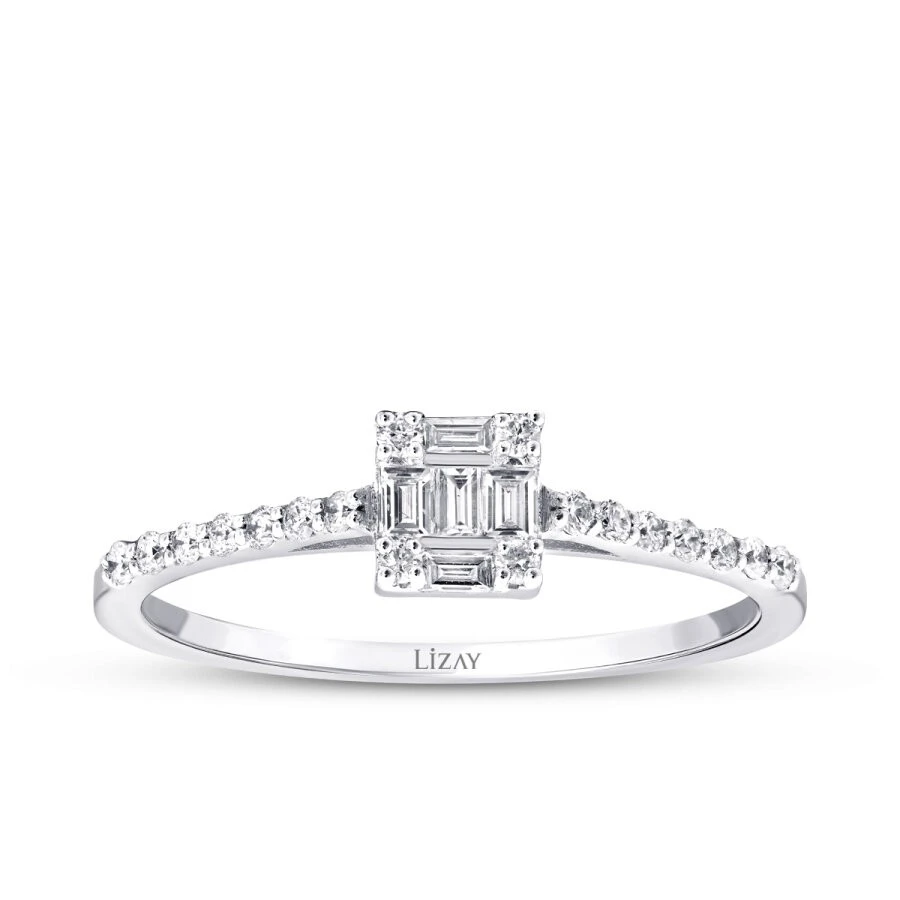 0.21 Karat Pırlanta Baget Yüzük - 1