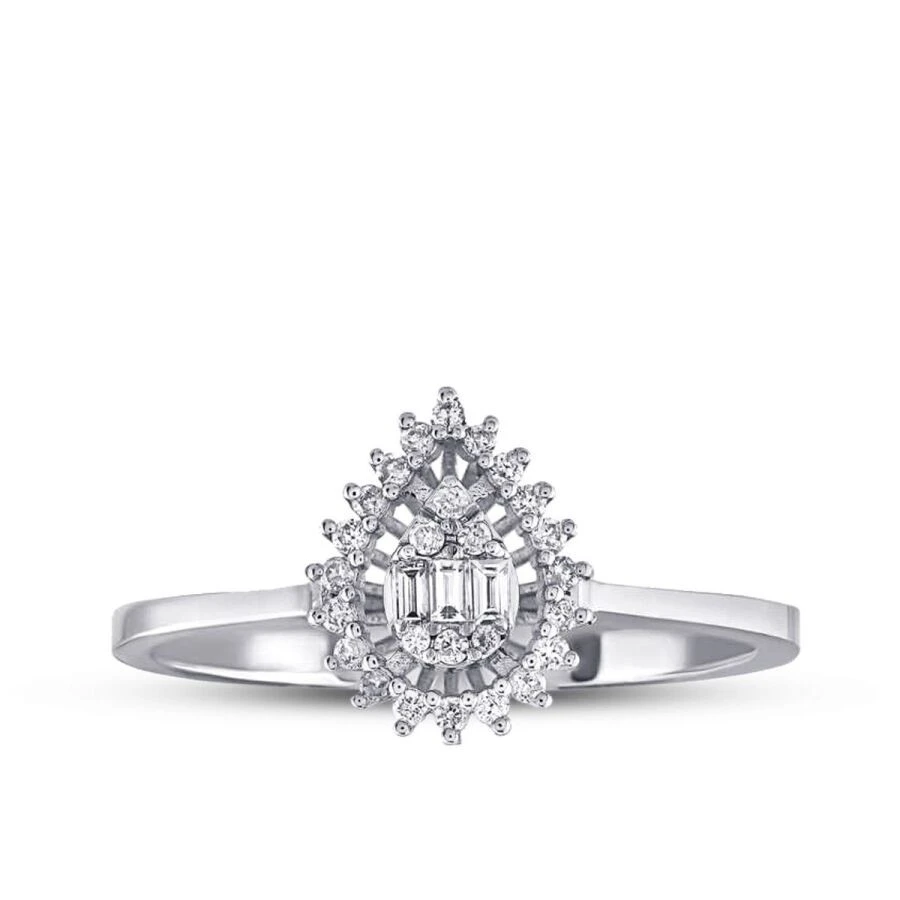 0.22 Karat Pırlanta Baget Damla Yüzük - 1