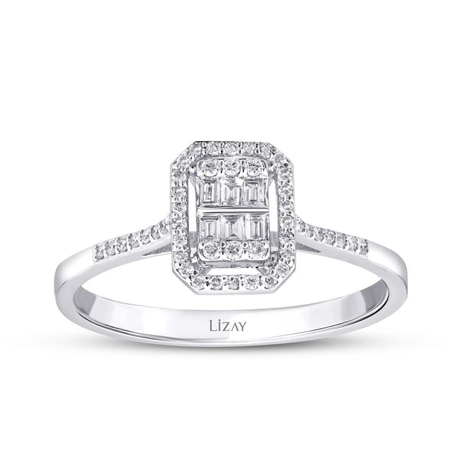 0.22 Karat Pırlanta Baget Yüzük - 1