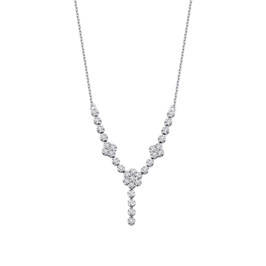 0.22 Karat Pırlanta Trend Çiçek Kolye - 1