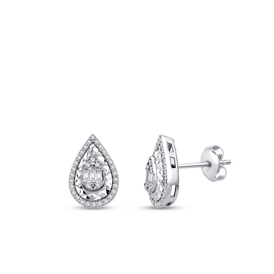 0.23 Karat Pırlanta Baget Küpe - 1