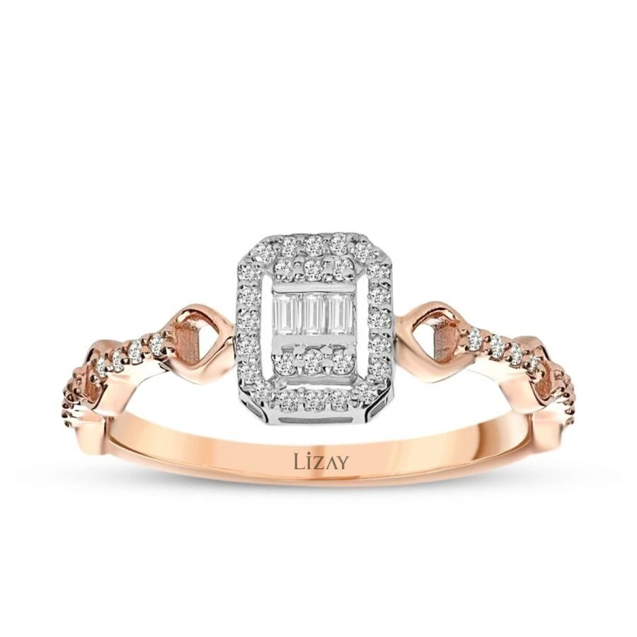 0.23 Karat Pırlanta Baget Yüzük - 1