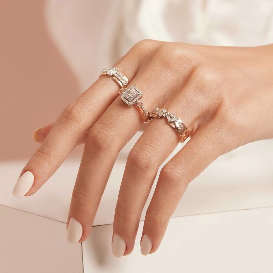 0.23 Karat Pırlanta Baget Yüzük - 2