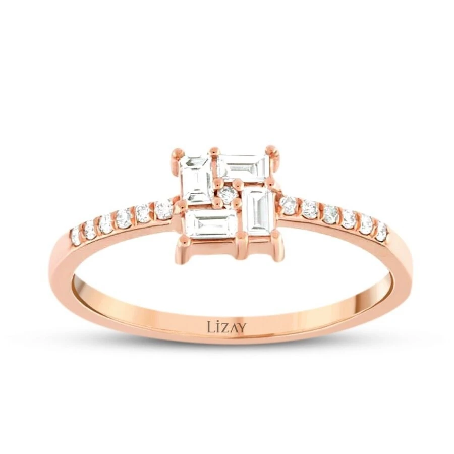 0.24 Karat Pırlanta Baget Yüzük - 1