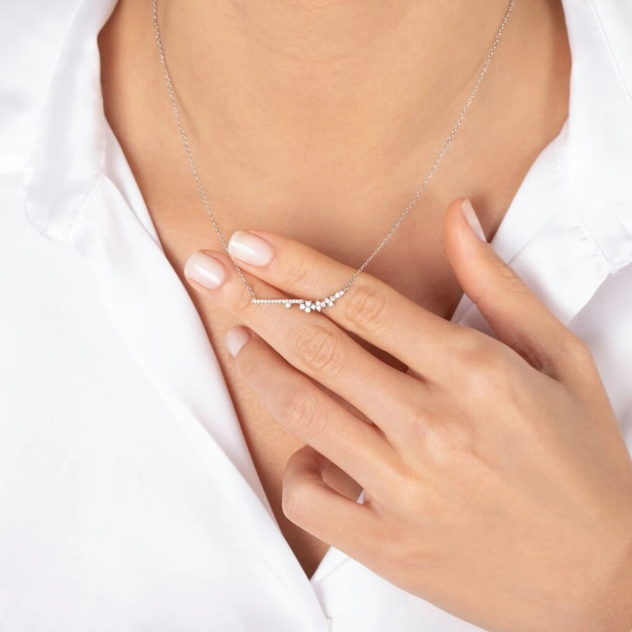 0.24 Karat Pırlanta Minimal Taşlı Kolye - 3