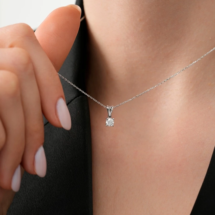 0.24 Karat Pırlanta Tektaş Kolye - 3